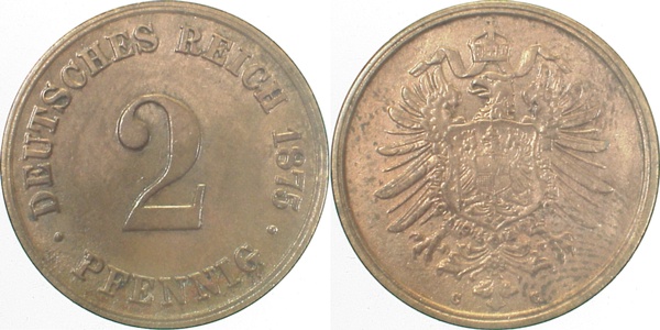 00275C~2.5 2 Pfennig  1875C ss/vz J 002  