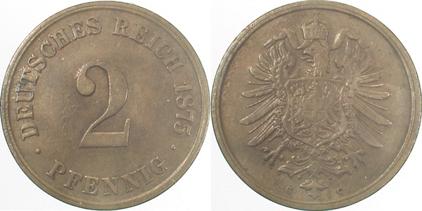 00275C~2.8 2 Pfennig  1875C ss+ J 002  