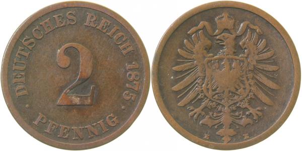 00275E~3.8 2 Pfennig  1875E s+ J 002  