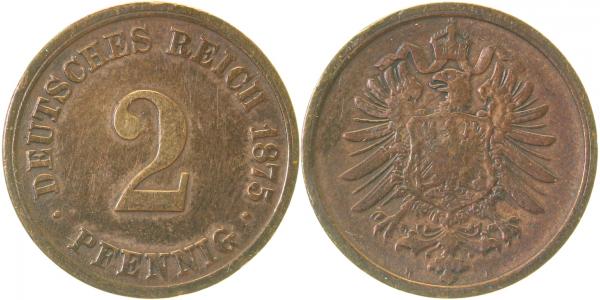 00275H~2.8 2 Pfennig  1875H ss+ J 002  