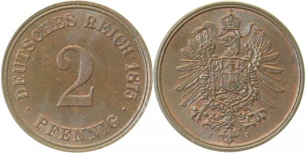 00275J~1.3 2 Pfennig  1875J prfr/f.prfr J 002  