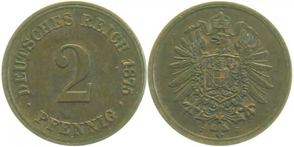 00275J~1.5 2 Pfennig  1875J f.prfr J 002  