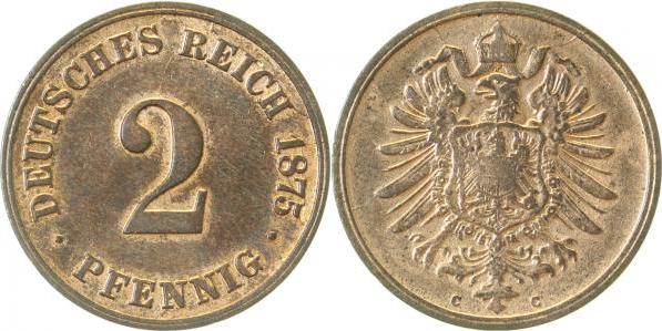 00275C~2.2 2 Pfennig  1875C vz- J 002  