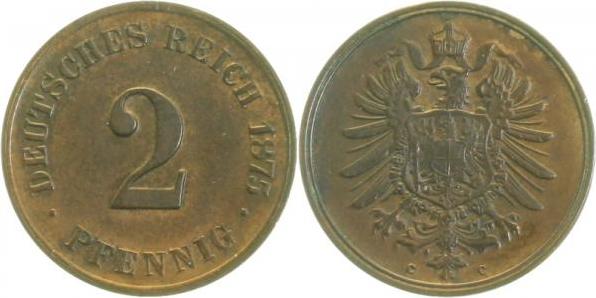 00275C~2.5 2 Pfennig  1875C ss/vz J 002  
