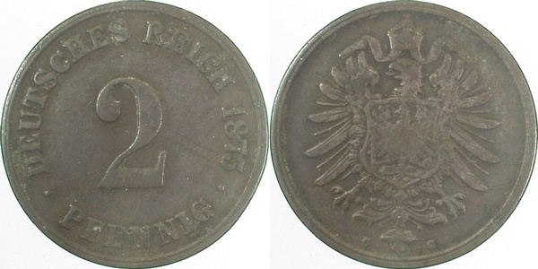 00275C~3.2 2 Pfennig  1875C ss- J 002  