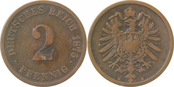 00275E~3.8 2 Pfennig  1875E s+ J 002  