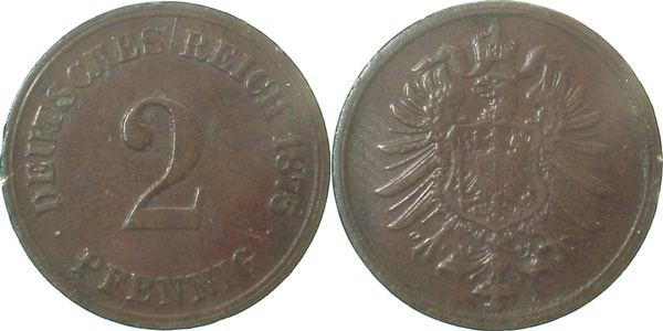 00275G~3.5 2 Pfennig  1875G s/ss J 002  