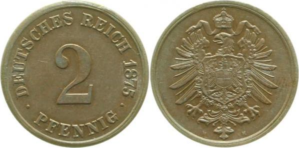 00275H~1.5 2 Pfennig  1875H f.prfr J 002  