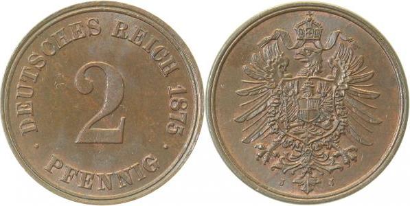 00275J~1.3 2 Pfennig  1875J prfr/f.prfr J 002  