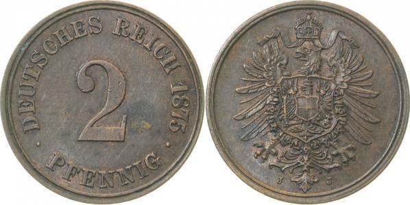 00275J~2.2 2 Pfennig  1875J vz- J 002  