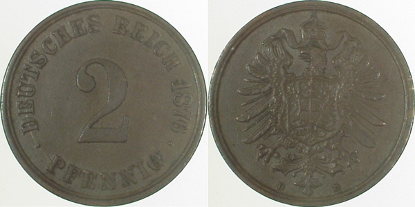 00276D~1.5 2 Pfennig  1876D vz/st J 002  