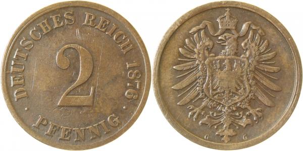 00276G~3.5 2 Pfennig  1876G s/ss J 002  