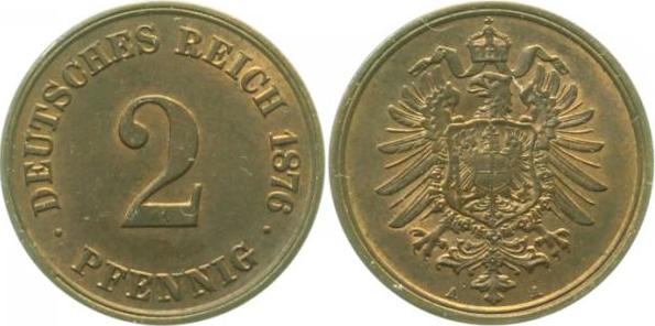 00276A~1.2 2 Pfennig  1876A prfr !11 J 002  