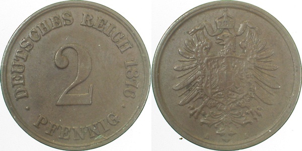 00276A~2.5 2 Pfennig  1876A ss/vz J 002  