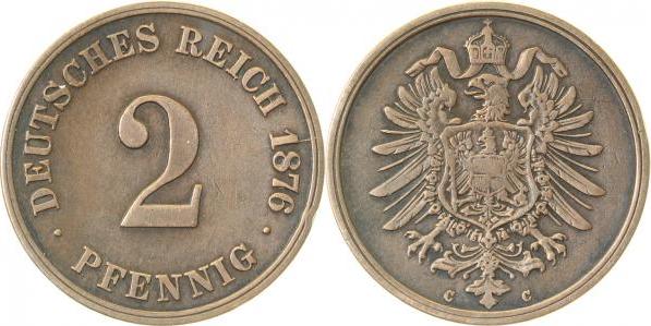 00276C~2.8 2 Pfennig  1876C ss+ J 002  