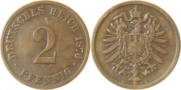 00276G~3.5 2 Pfennig  1876G s/ss J 002  