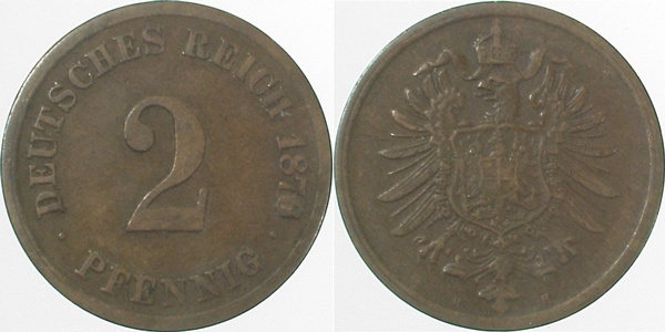 00276H~2.5 2 Pfennig  1876H ss/vz J 002  