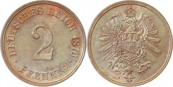 00276J~1.8 2 Pfennig  1876J vz/prfr !!! J 002  