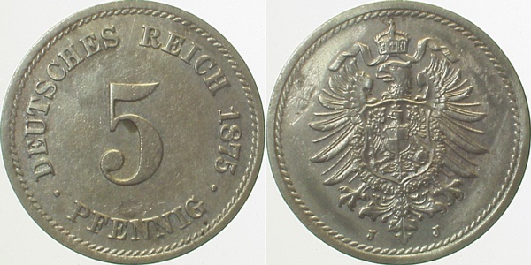 00375J~2.5 5 Pfennig  1875J ss/vz J 003  