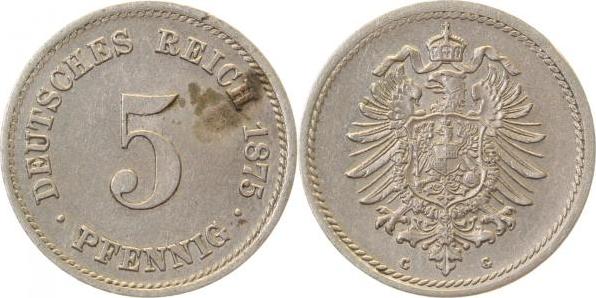 00375G~1.8 5 Pfennig  1875G vz/prfr J 003  