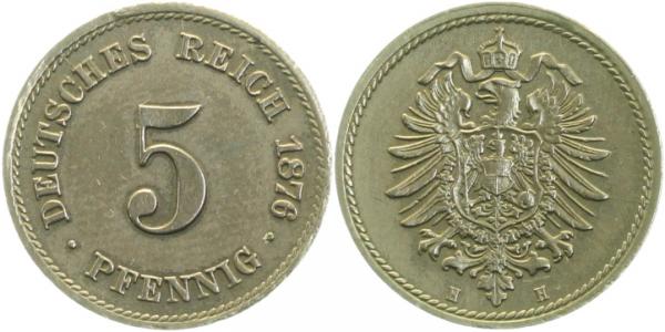 00376H~2.0 5 Pfennig  1876H vz J 003  