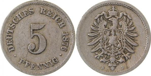 00376H~3.5 5 Pfennig  1876H s/ss J 003  