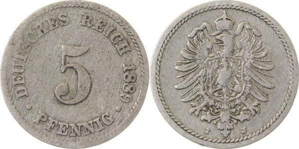 00389J~3.5 5 Pfennig  1889J s/ss J 003  