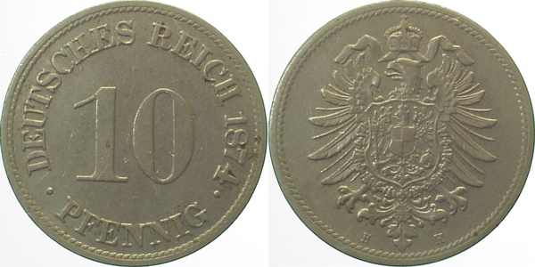 00474H~2.0 10 Pfennig  1874H vz J 004  