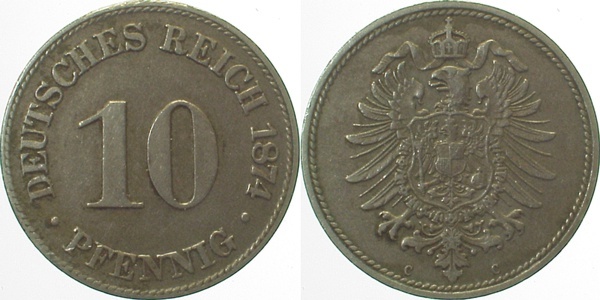 00474C~2.2 10 Pfennig  1874C vz- J 004  