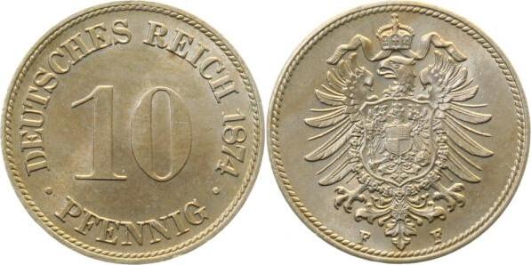 00474F~1.1-H 10 Pfennig  1874F prfr/stgl!!! J 004  