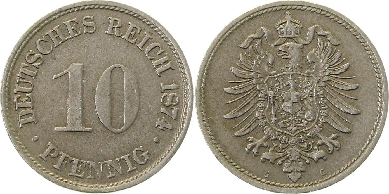 00474G~2.0-H 10 Pfennig  1874G vz J 004  