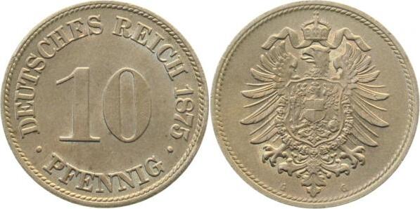 00475G~1.1-H 10 Pfennig  1875G f.stgl/prägefrisch !!!! J 004  