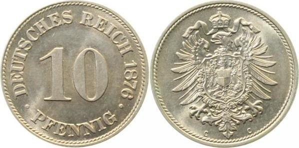 00476C~1.1 10 Pfennig  1876C prfr/stgl !!! J 004  