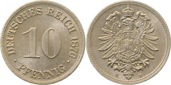 00476H~1.2-H 10 Pfennig  1876H prägefrisch/ f.stgl !!!! J 004  
