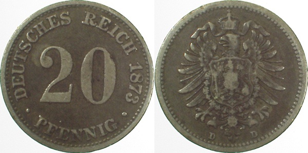 00573D~3.2 20Pfennig  1873D ss- J 005  