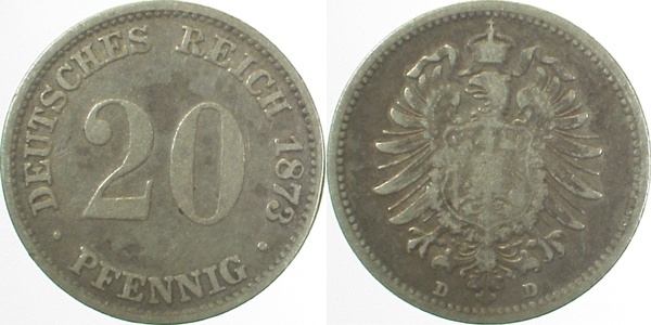 00573D~3.5 20Pfennig  1873D s/ss J 005  