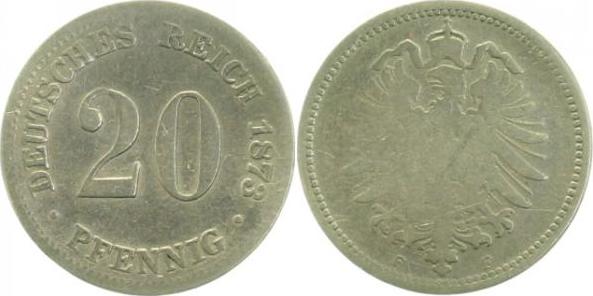 00573F~4.0 20Pfennig  1873F s J 005  