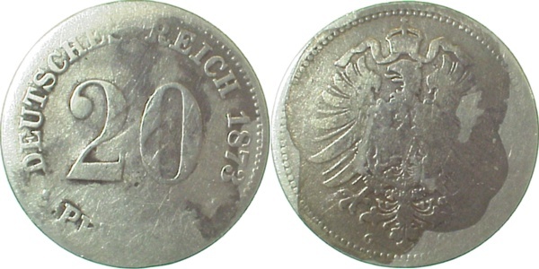 00573G~4.0 20Pfennig  1873G s Belegstück J 005  