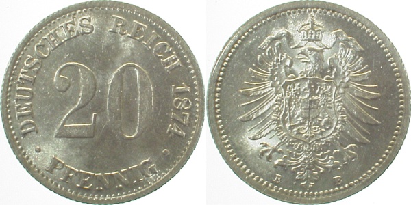 00574B~1.5 20Pfennig  1874B vz/st J 005  