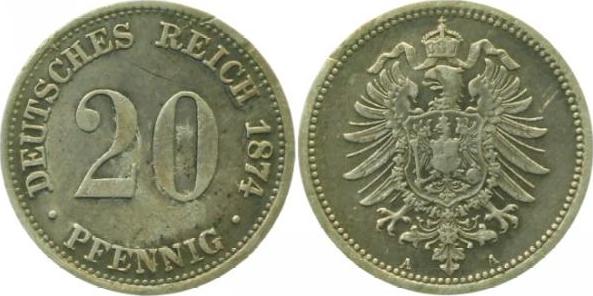 00574A~3.0 20Pfennig  1874A ss J 005  