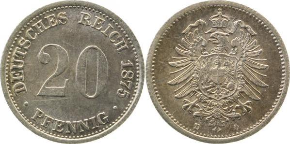 00575D~1.5 20Pfennig  1875D vz/st J 005  