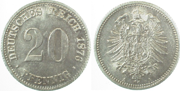 00576A~1.5 20Pfennig  1876A vz/st Sonderpreis J 005  