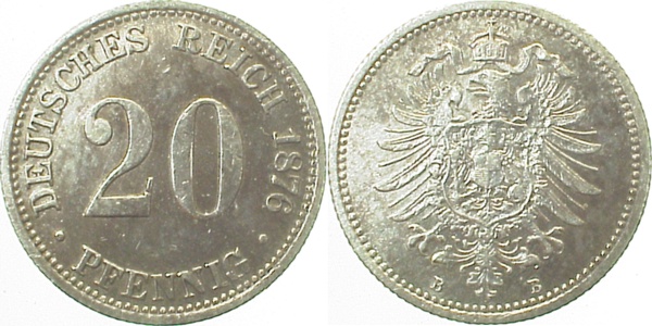 00576B~2.5 20Pfennig  1876B ss/vz J 005  