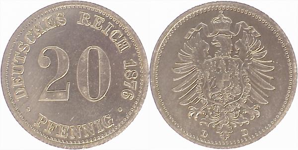 00576D~2.0 20Pfennig  1876D vz J 005  