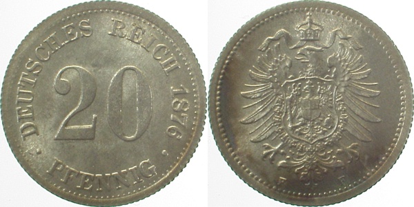 00576F~1.1 20Pfennig  1876F prfr/stgl J 005  