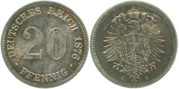 00576G~1.5 20Pfennig  1876G vz/stgl !! J 005  