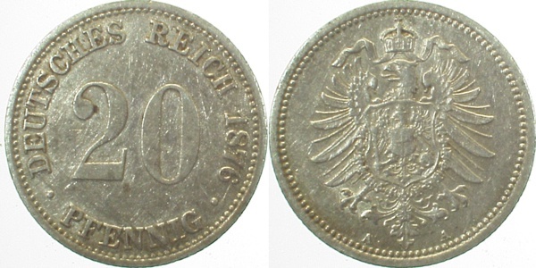 00576A~2.5 20Pfennig  1876A ss/vz J 005  