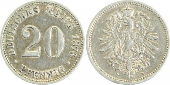 00576B~2.5 20Pfennig  1876B ss/vz J 005  