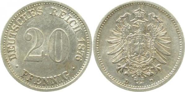 00576D~1.5 20Pfennig  1876D vz/st J 005  