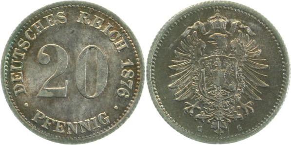 00576G~1.5 20Pfennig  1876G vz/stgl !! J 005  